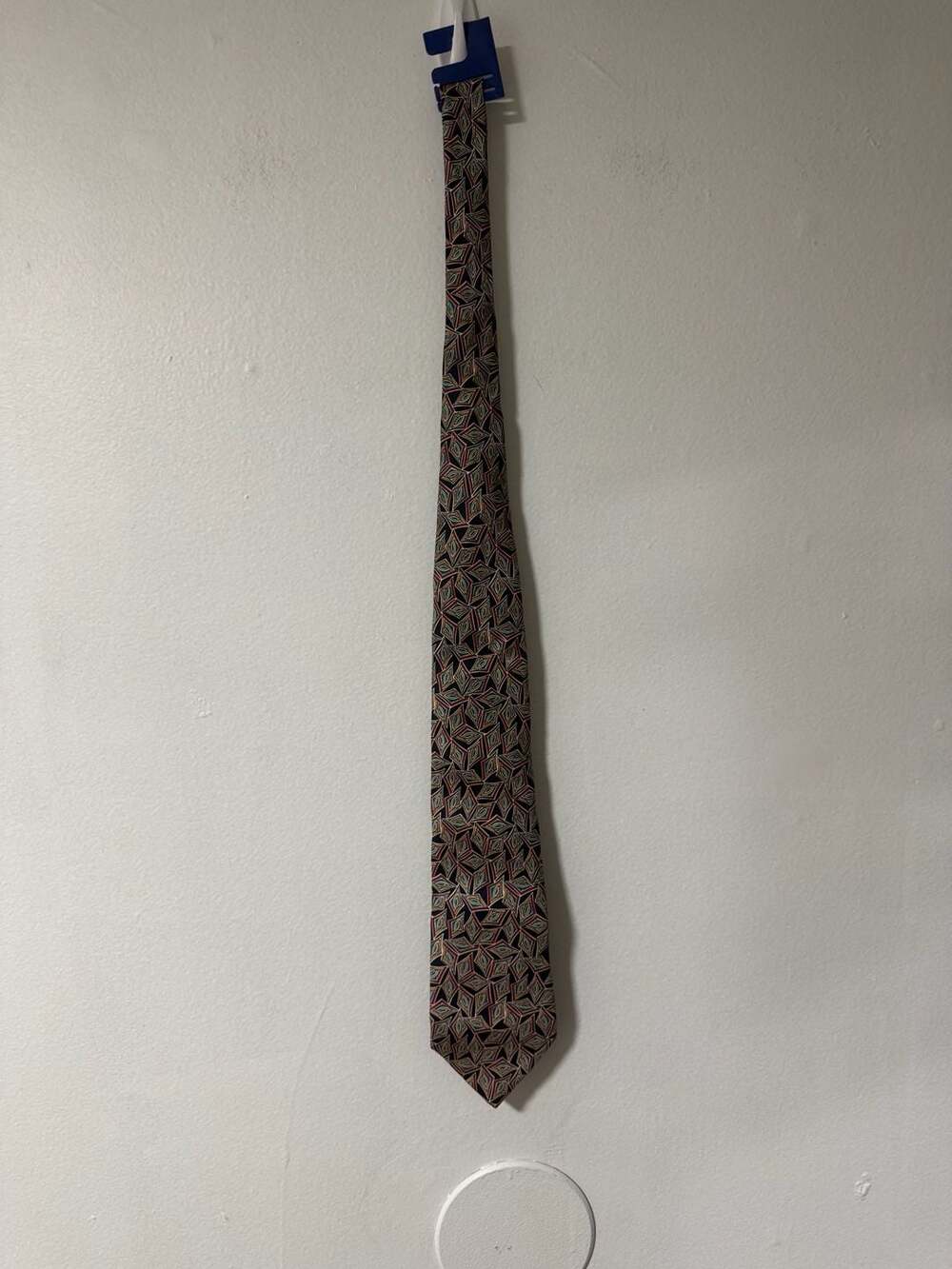 Cricket Vintage Silk Geometric Diamond Pattern Necktie Made in USA